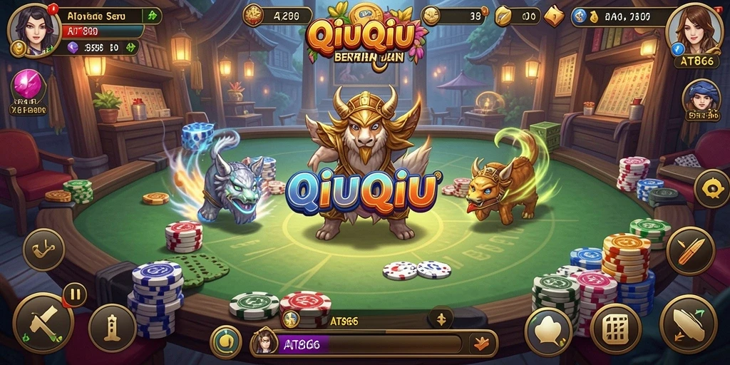 Tampilan gameplay seru di AT866 dalam permainan QiuQiu.