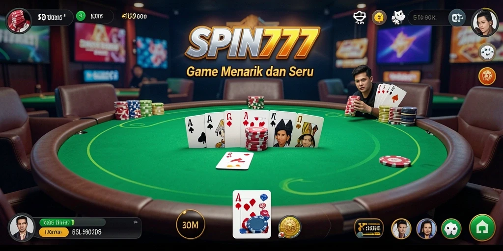 Tampilan gameplay seru dalam permainan Poker SPIN777.
